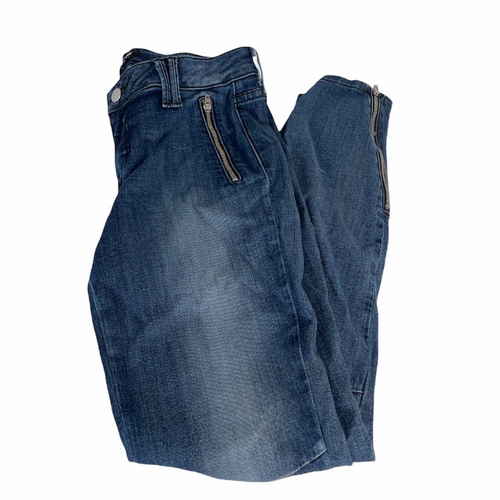Bebe Clean Zip Moto Skinny Jeans, Blue, 28 - Picture 2 of 8